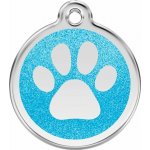 Red Dingo známka Paw Print Glitter Aqua– Tlapka aqua třpytivá S 20 mm – Zboží Dáma