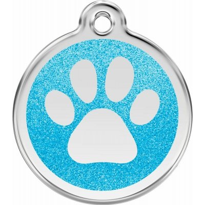 Red Dingo známka Paw Print Glitter Aqua– Tlapka aqua třpytivá S 20 mm – Zboží Dáma