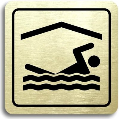 Accept Piktogram "bazén krytý" (80 × 80 mm) (zlatá tabulka - černý tisk) – Zboží Mobilmania
