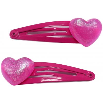 Sponky s perleťovým srdíčkem, 2 ks Barva: tmavě růžová – Zboží Mobilmania