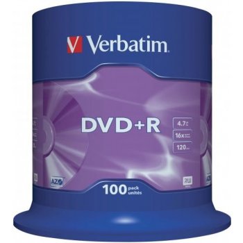 Verbatim DVD+R 4,7GB 16x, 100ks (43551)