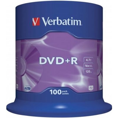 Verbatim DVD+R 4,7GB 16x, 100ks (43551) – Zbozi.Blesk.cz
