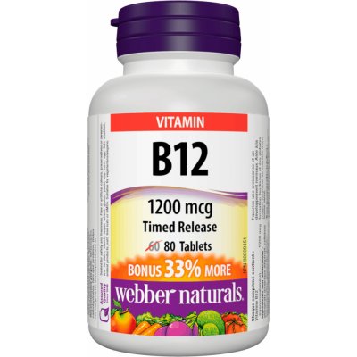 Webber Naturals Vitamín B12 1200mcg 80 tablet