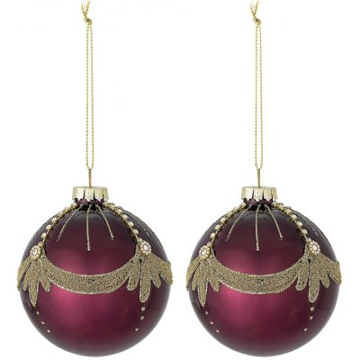 Bloomingville Vánoční ozdoba Suman Red Glass – set 2 ks, červená barva, sklo – Hledejceny.cz