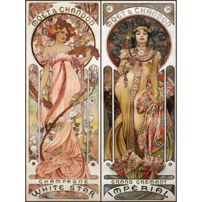 Plakát, Obraz - Moet & Chandon, Alfons Mucha, 30 × 40 cm – Zboží Dáma