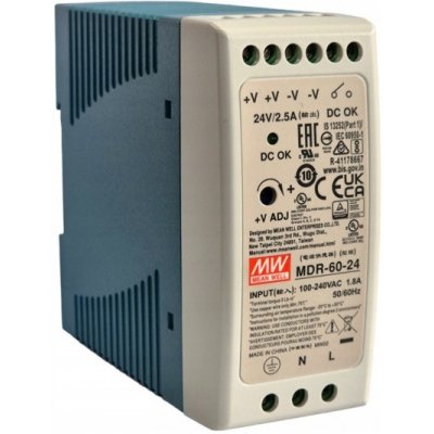 Napájecí zdroj na DIN lištu Mean Well MDR-60-24 spínaný 60 W 24 V 2,5 A – Hledejceny.cz