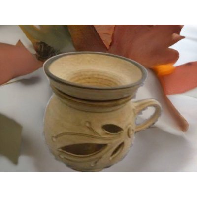 Keramikaportal aroma lampa keramickávyřezávaná s velkou mističkou písková 7 x 6 cm – Zboží Dáma