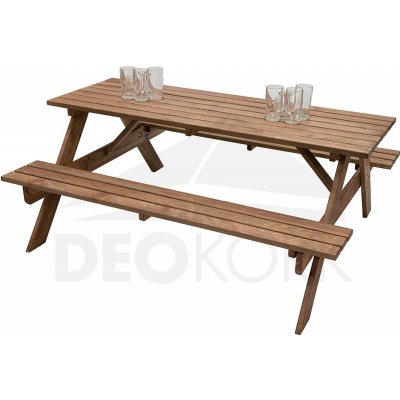 Deokork Masivní dřevěný pivní set z borovice 220 cm síla 30 mm (mořený) – Hledejceny.cz