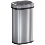 FurniGO Bezdotykový hranatý odpadkový koš s USB 50 l - stříbrný – Zboží Dáma