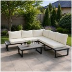 Furnigo Zahradní kovový set Malaga černý/krémové polštáře – Hledejceny.cz