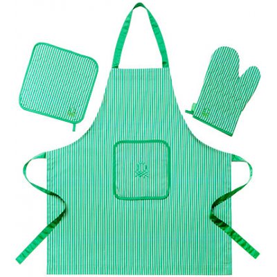 Sada tří kusů - zástěra, chňapka, chňapka čtvercová United Colors of Benetton / zelená / 100% bavlna – Zboží Mobilmania