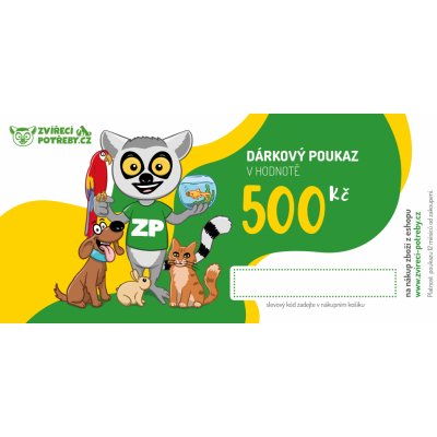 Zvířecí Potřeby Elektronický dárkový poukaz v hodnotě 500 Kč – Zboží Dáma