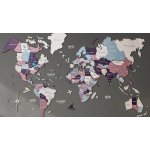 Nástěnná kvalitní 3D mapa světa ze dřeva - PASTEL 200 x 120 cm – Zbozi.Blesk.cz