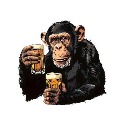 Vinylová samolepka - šimpanz na pivu (16,0 x 15,5 cm) – Sleviste.cz