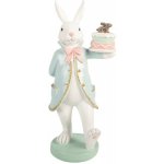 Clayre & Eef Dekorace králík v modrém obleku a dortíkem - 13*11*28 cm – Hledejceny.cz