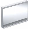 Koupelnový nábytek Geberit ONE - Zrcadlová skříňka s LED osvětlením, 1200x900x150 mm, 2 dvířka, s nikou, vestavná, hliník 505.825.00.1