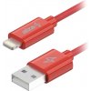 usb kabel AlzaPower APW-CBMFI8913R Core Lightning MFi, 3m, červený