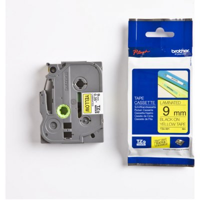 Páska Brother TZE-621, 9mm, žlutá/černá, laminovaná, délka 8m – Zboží Živě