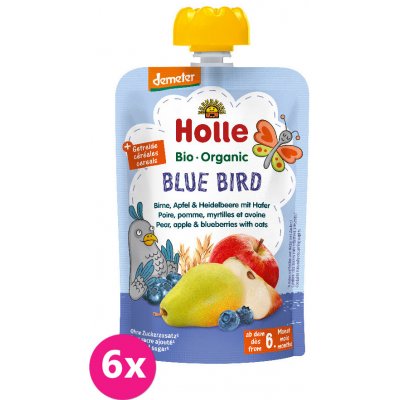 Holle Bio Blue Bird 100% pyré hruška jablko borůvky vločky 6 x 100 g – Zbozi.Blesk.cz