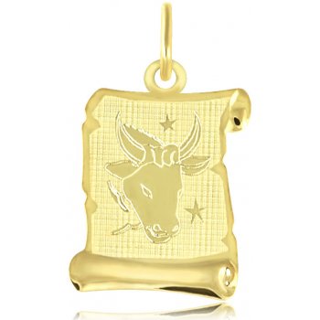 Gemmax Jewelry Zlatý přívěsek Býk měsíční znamení pergamen mat GUPYN 35531