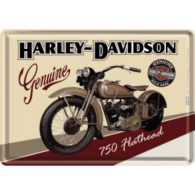 Postershop Plechová pohlednice - Harley-Davidson 750 Flathead – Zboží Dáma