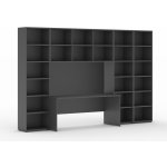 Sestavy knihoven Integro se stolem, vyšší/širší, 3550x700/400x2300 mm, grafit – Sleviste.cz