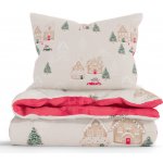 MKLuzkoviny.cz Vánoční bavlna povlečení Renforcé Perníková chaloupka krémové 140x200 70x90 – Sleviste.cz