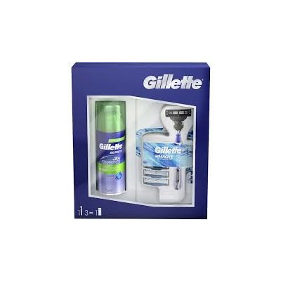 Gillette Mach 3 Start strojek + náhradní břity 3 ks + gel na holení 75 ml dárková sada – Zbozi.Blesk.cz