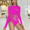 Dámské erotické body Bdsm-Bondage-Shop Sexy síťované body s dlouhými rukávy Rose red K091