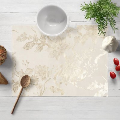 Biante Sametové prostírání Isabela Flower IBL-022 Zlaté květy na smetanovém 35x45 cm – Zboží Mobilmania