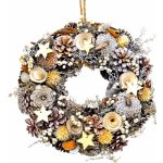 SEIZIS Věnec šiškový zlato-bílý s růžičkami 30 cm – Zboží Dáma