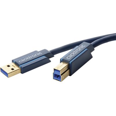 ClickTronic CLICK70090 USB 3.0 A- USB 3.0 B, zlacené konektory, 0,5m, modrý – Zbozi.Blesk.cz