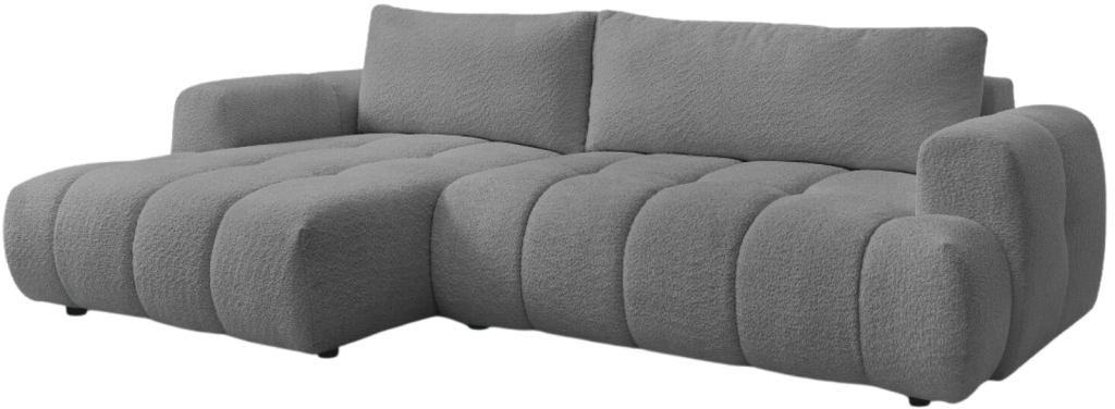 Bobochic Paris Šedá bouclé rozkládací pohovka Fuji 292 cm levá