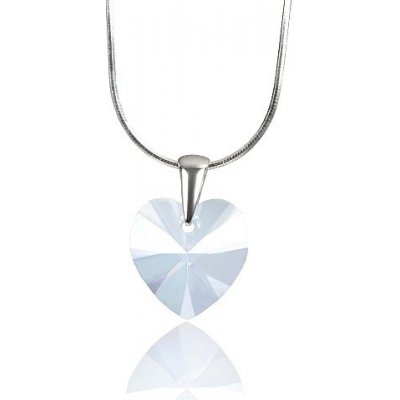 SILVEGO stříbrný přívěsek Srdce White Opal se Swarovski Crystals LSW136P – Zboží Mobilmania