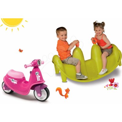 Smoby set Scooter Pink s gumovými koly a houpačka tuleň s vodotryskem 721002-11 – Hledejceny.cz