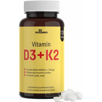 Žít dlouho Vitamín D3+K2 4000 IU 120 tablet – Hledejceny.cz