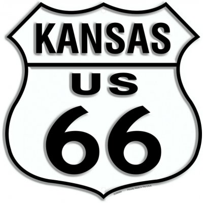 Plechová cedule Route 66 Kansas Shield 30cm x 30cm – Zbozi.Blesk.cz