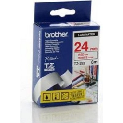 Brother TZ-252/TZE252 bílá/červená laminovaná 24 mm – Zboží Mobilmania