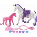 Teddies Jednorožec kůň česací se sedlem s hříbětem fliška s doplňky 29x24x7cm – Sleviste.cz