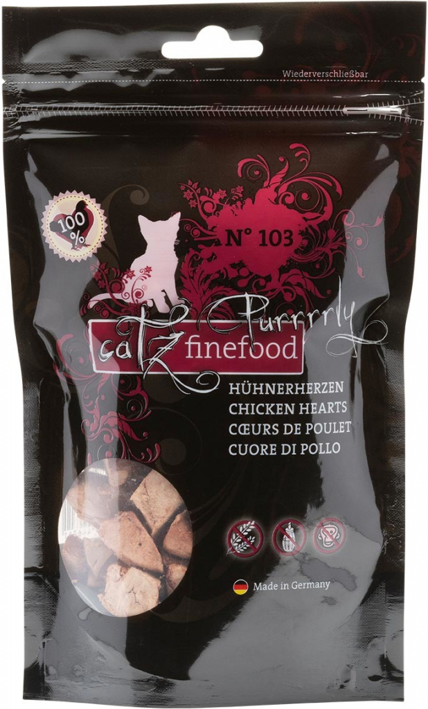 Catz finefood Purrrrly N° 103 mrazem sušená kuřecí srdíčka 35 g