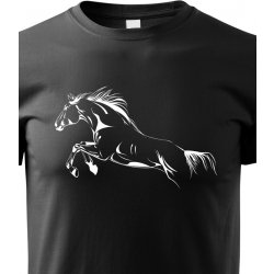 Canvas dětské tričko Kůň skok černá