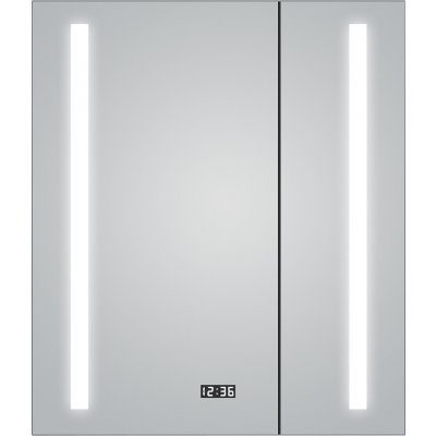Alumino Sun Zrcadlová skříňka s LED osvětlením, 60 × 70 × 10,5 cm, stříbrná 50072 – Zboží Mobilmania