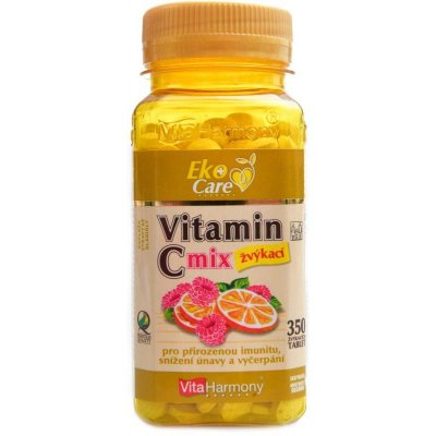 VitaHarmony VE Vitamín C 100 mg MIX pomeranč malina 350 žvýkacích tablet – Hledejceny.cz