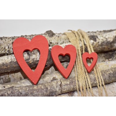 Lepaso Dřevěné srdce červené sada 20 ks 123740 015 CAD-31-00006-20 srdce mix – Zboží Mobilmania