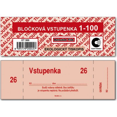 Baloušek tisk ET300 Bločkové vstupenky 1-100 – Sleviste.cz