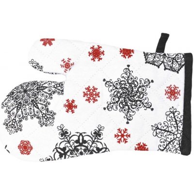 Forbyt Vánoční kuchyňská chňapka Černé a červené vločky 1167 1 ks 18 x 28 cm – Zboží Mobilmania