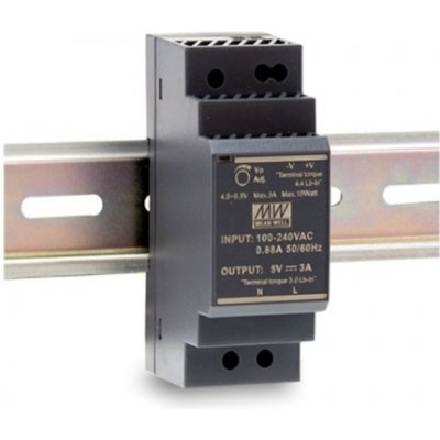 MEAN WELL, Napájecí zdroj na DIN lištu 24W 12V, HDR-30-12, 12V, 2A, IP20, – Sleviste.cz