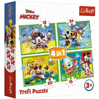 Trefl 4v1 Mickey Mouse mezi přáteli 34616 12 15 20 a 24 dílků – Zboží Mobilmania