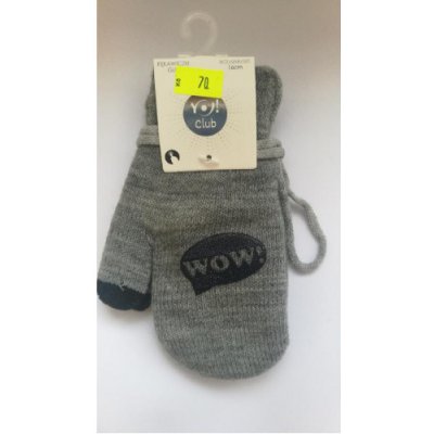 Zimní pletené dětské rukavičky s obrázkem podšité wellsoftovou podšívkou 16 cm šedé YOU WOW – Zboží Mobilmania