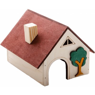 JK ANIMALS Dřevěný domek se stromkem a komínem pro křečky 14 x 10 x 11 cm – Hledejceny.cz